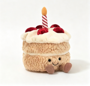 Fun Birthday Cake Plush Toy, Skin-Friendly Fine Fabric Stuffed Cake Plushie, Cute Gift for Birthday Party